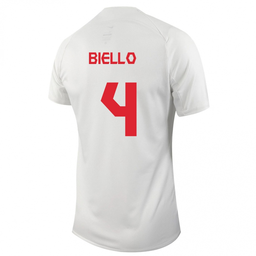 レディースフットボールカナダAlessandro Biello#4白アウェイシャツ24-26ジャージーユニフォーム