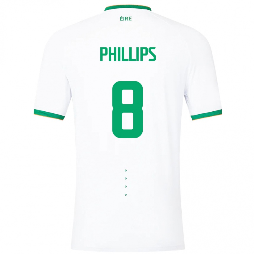レディースフットボールアイルランド島キリアン・フィリップス#8白アウェイシャツ24-26ジャージーユニフォーム