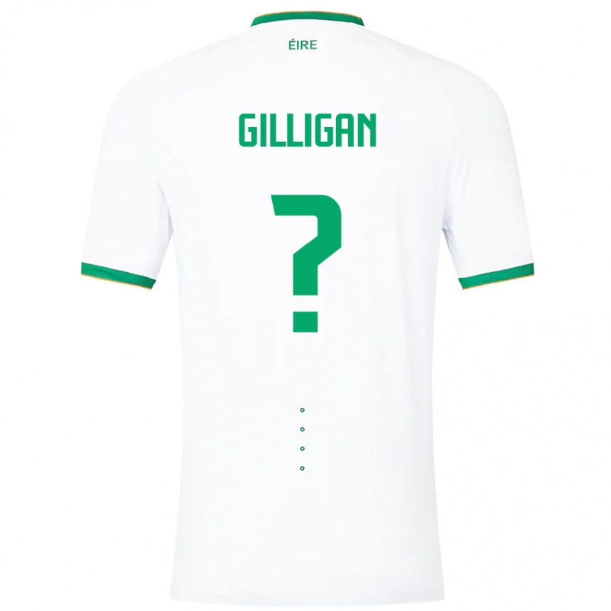 レディースフットボールアイルランド島キアラン・ギリガン#0白アウェイシャツ24-26ジャージーユニフォーム