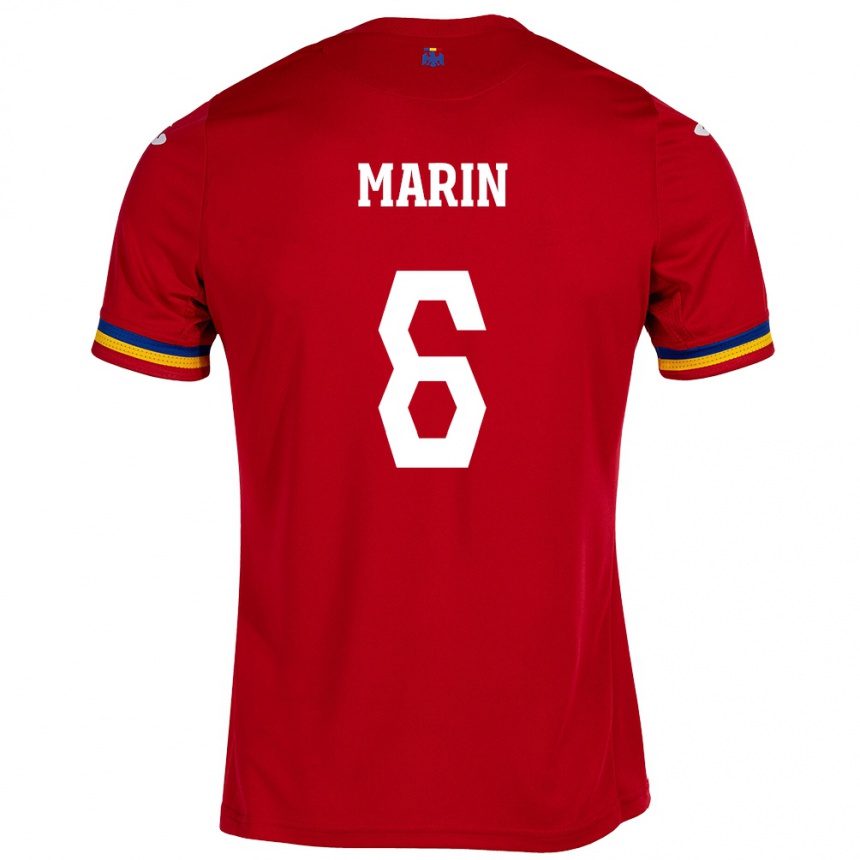 レディースフットボールルーマニアマリウス・マリン#6赤アウェイシャツ24-26ジャージーユニフォーム