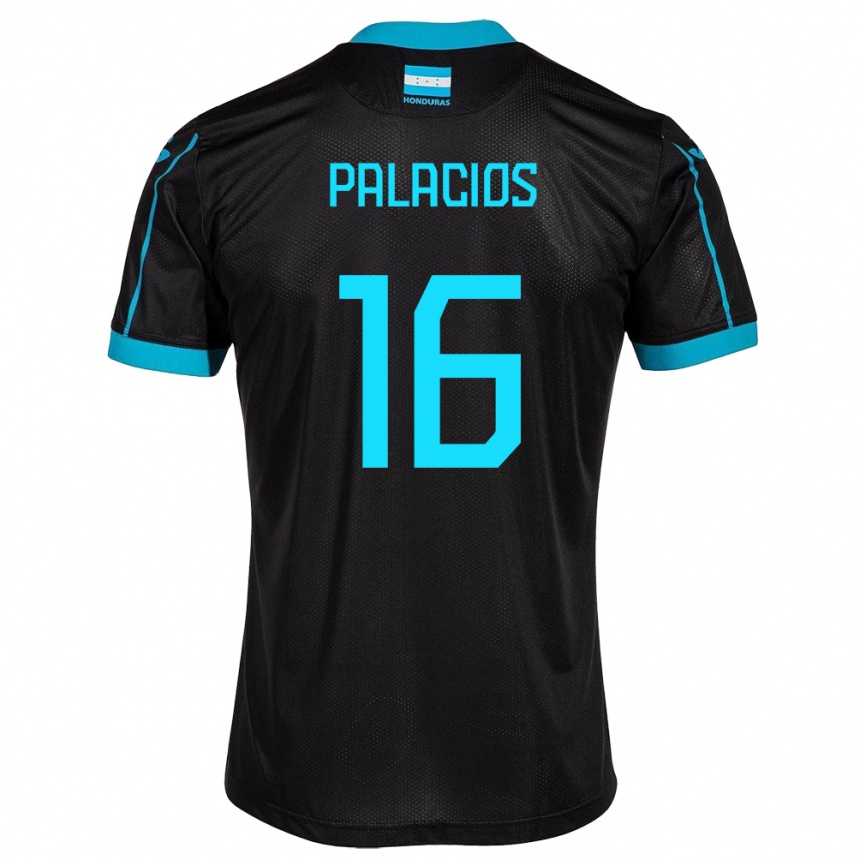 レディースフットボールホンジュラスDanilo Palacios#16黒アウェイシャツ24-26ジャージーユニフォーム