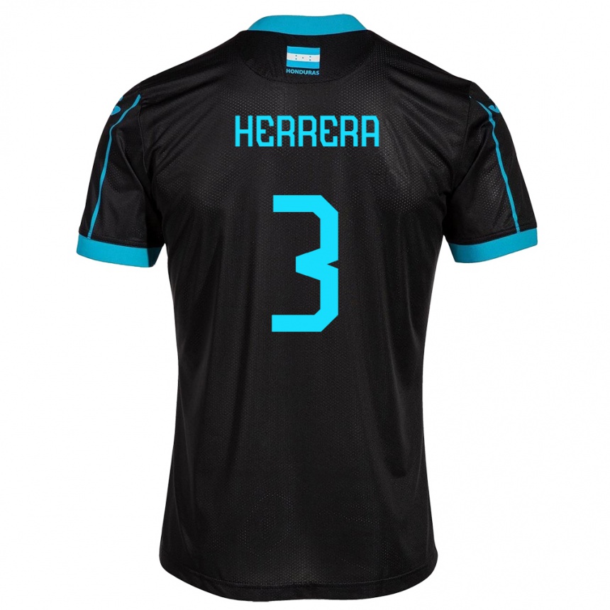 レディースフットボールホンジュラスDavid Herrera#3黒アウェイシャツ24-26ジャージーユニフォーム