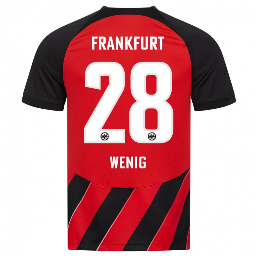 キッズフットボールマルセル・ヴェーニヒ#28赤、黒ホームシャツ2023/24ジャージーユニフォーム