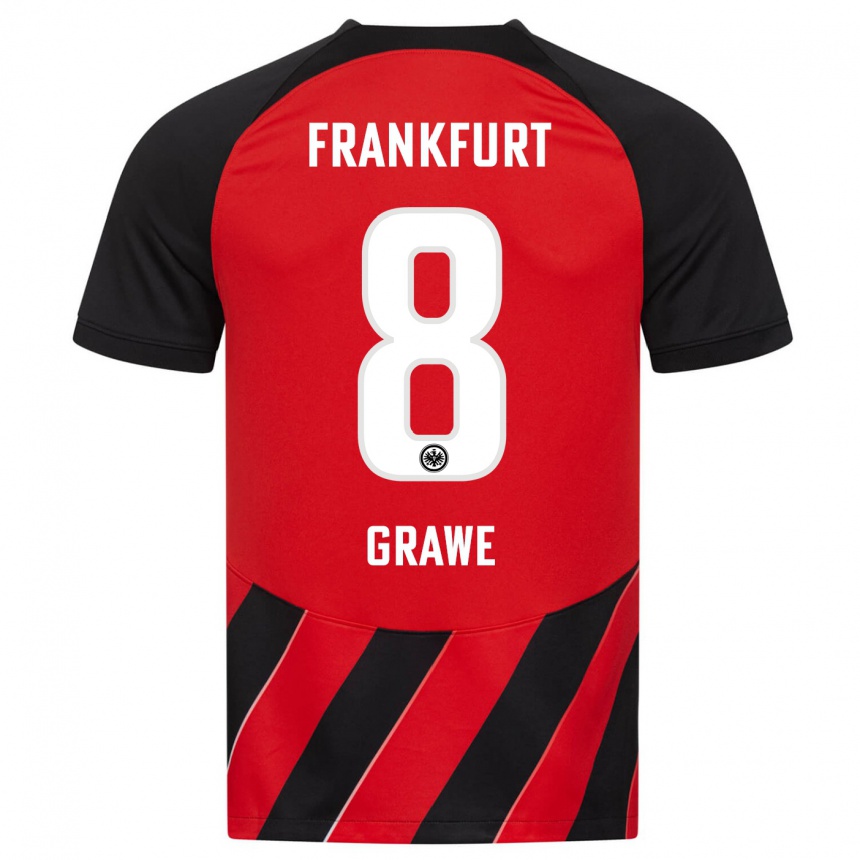 キッズフットボールリザンヌ・グレーヴェ#8赤、黒ホームシャツ2023/24ジャージーユニフォーム