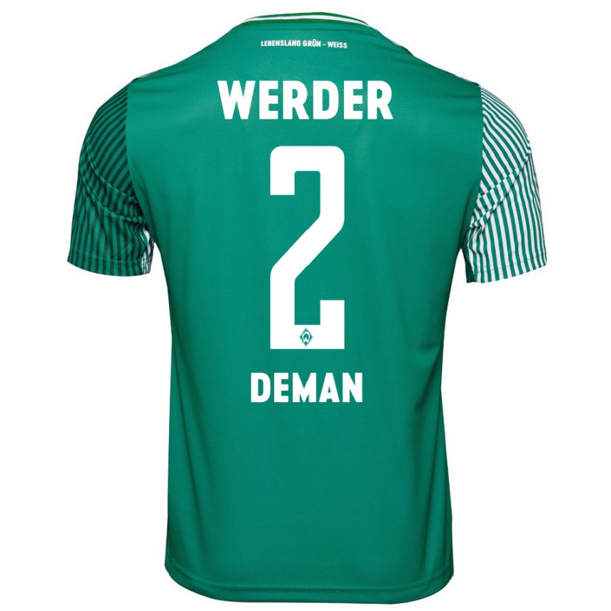 キッズフットボールオリヴィエ・デマン#2緑ホームシャツ2023/24ジャージーユニフォーム
