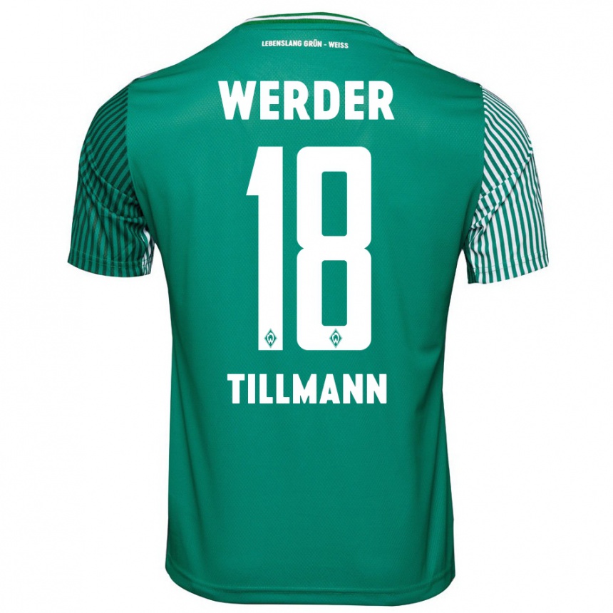 キッズフットボールフェリックス・ティルマン#18緑ホームシャツ2023/24ジャージーユニフォーム