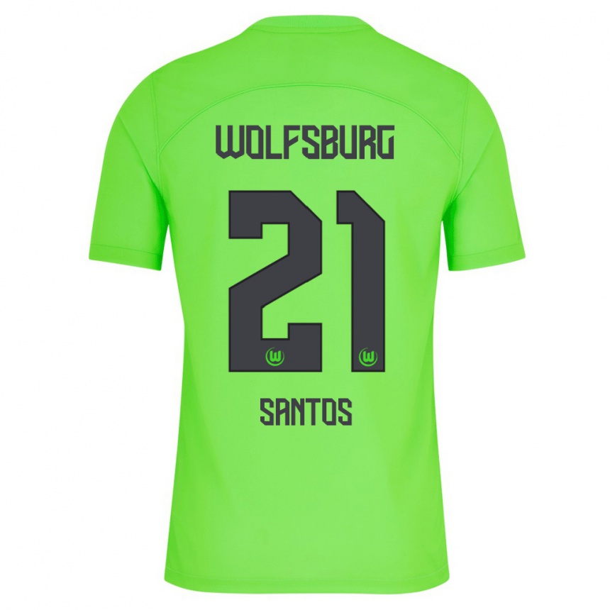 キッズフットボールレオナルド・サントス#21緑ホームシャツ2023/24ジャージーユニフォーム