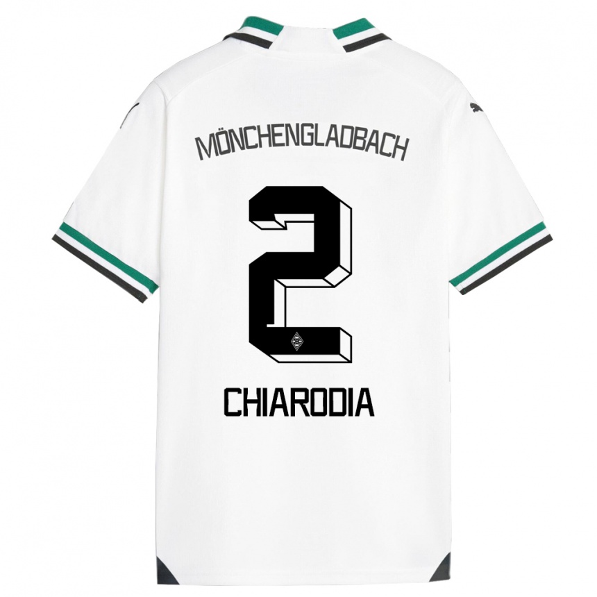 キッズフットボールファビオ・キアロディア#2ホワイトグリーンホームシャツ2023/24ジャージーユニフォーム