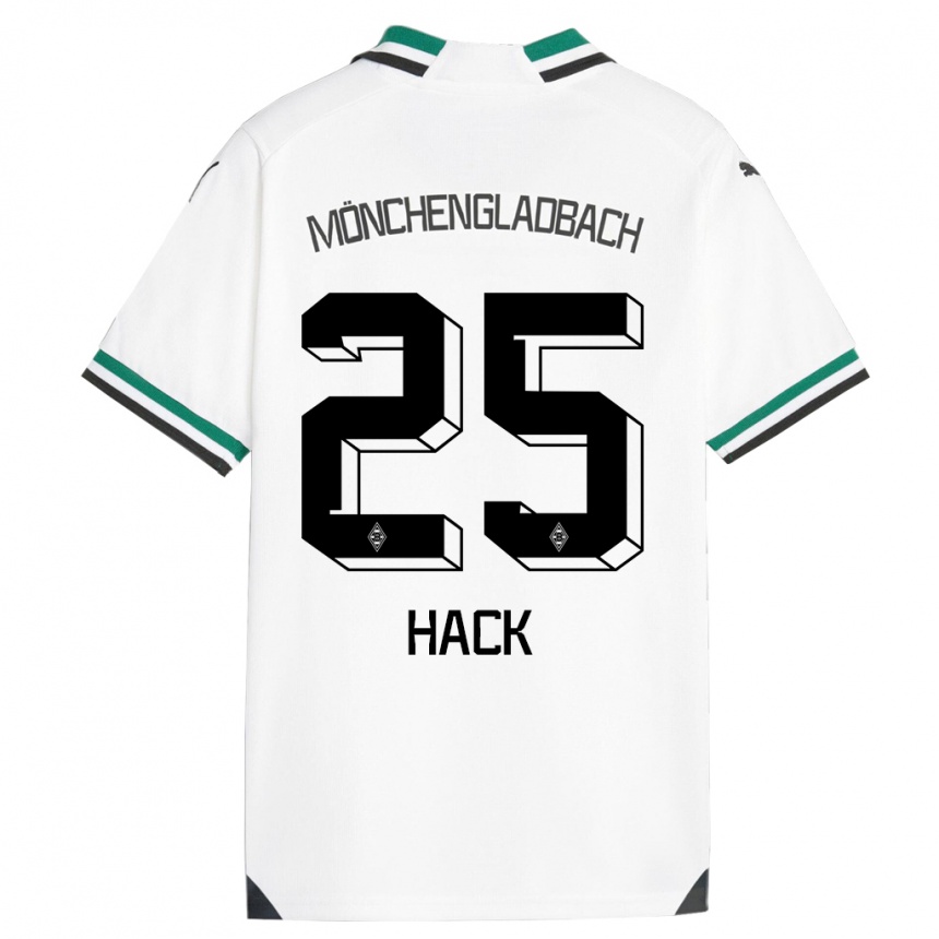 キッズフットボールロビン・ハック#25ホワイトグリーンホームシャツ2023/24ジャージーユニフォーム