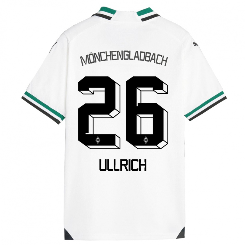 キッズフットボールルーカス・ウルリッヒ#26ホワイトグリーンホームシャツ2023/24ジャージーユニフォーム
