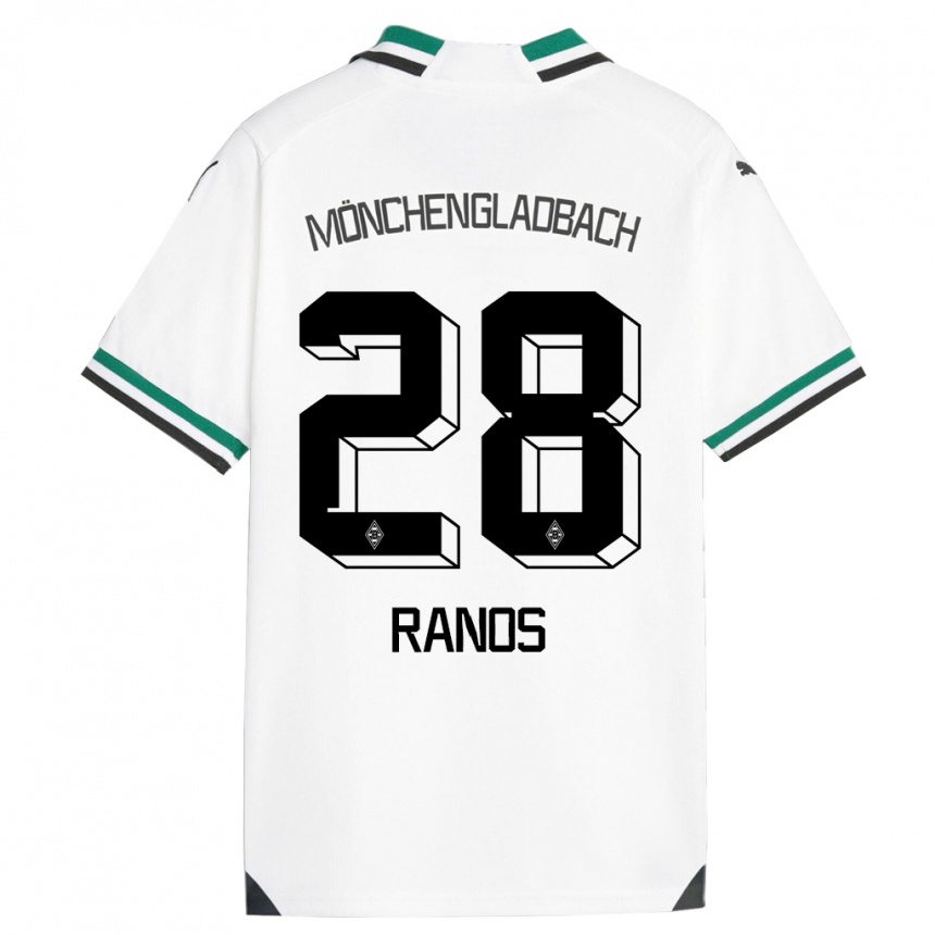 キッズフットボールグラント・レオン・ラノス・マメドヴァ#28ホワイトグリーンホームシャツ2023/24ジャージーユニフォーム