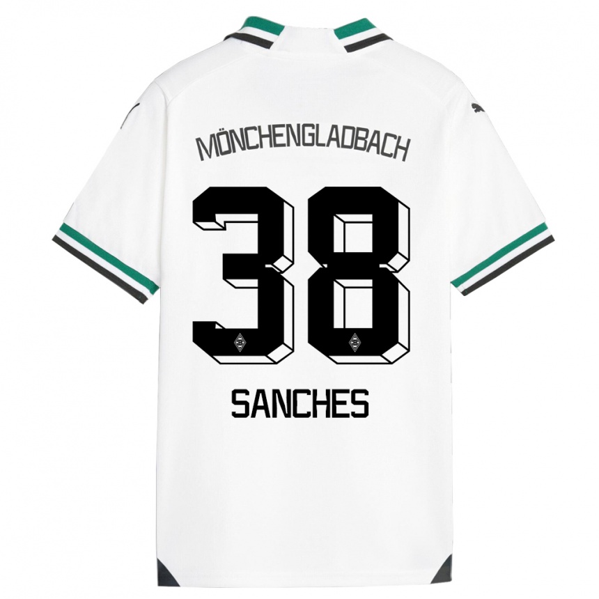 キッズフットボールイヴァンドロ・ボルジェス・サンチェス#38ホワイトグリーンホームシャツ2023/24ジャージーユニフォーム