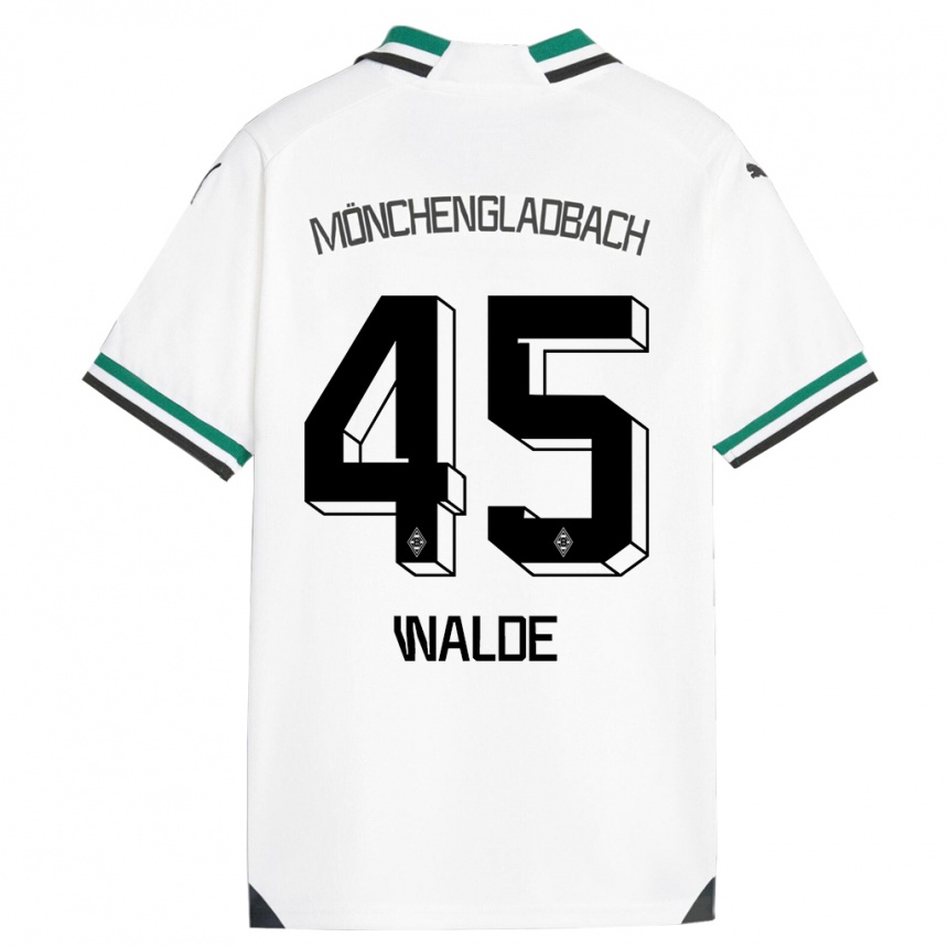 キッズフットボールサイモン・ウォルデ#45ホワイトグリーンホームシャツ2023/24ジャージーユニフォーム