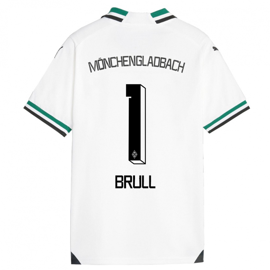 キッズフットボールマクシミリアン・ブリュル#1ホワイトグリーンホームシャツ2023/24ジャージーユニフォーム