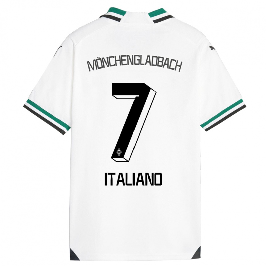 キッズフットボールジェイコブ・イタリアーノ#7ホワイトグリーンホームシャツ2023/24ジャージーユニフォーム