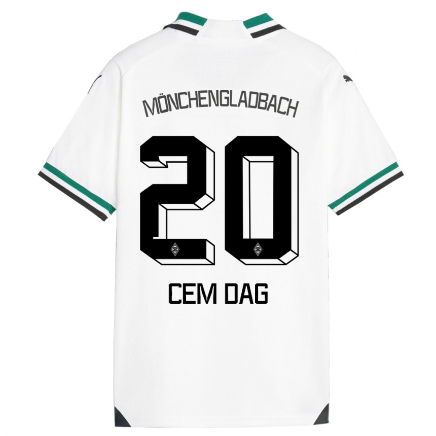 キッズフットボールジェム・ダグ#20ホワイトグリーンホームシャツ2023/24ジャージーユニフォーム