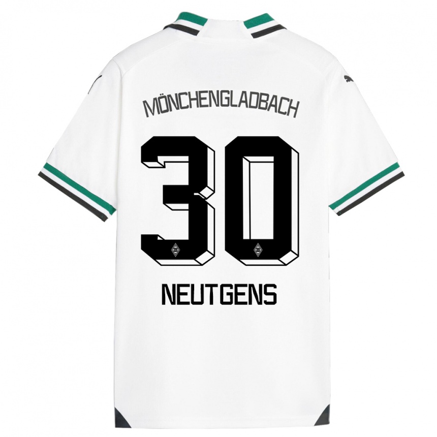 キッズフットボールマクシミリアン・ノイトゲンズ#30ホワイトグリーンホームシャツ2023/24ジャージーユニフォーム