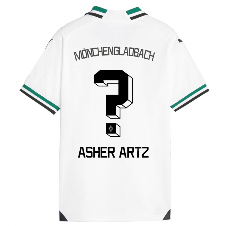 キッズフットボールアッシャー・アーツ#0ホワイトグリーンホームシャツ2023/24ジャージーユニフォーム