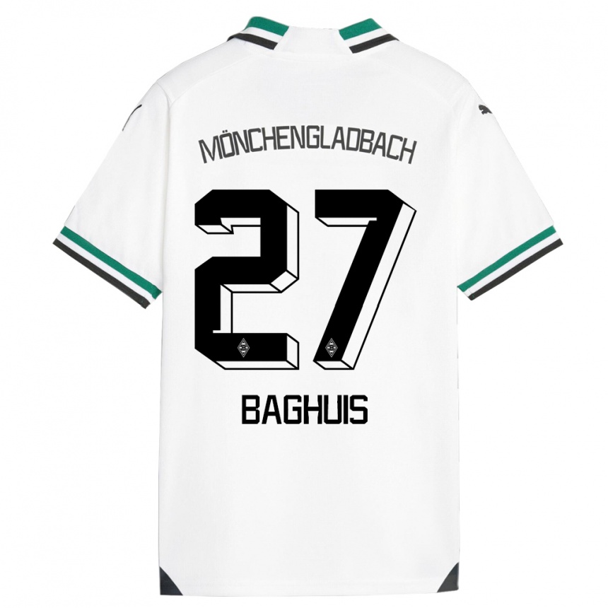 キッズフットボールシャンタル・バグイス#27ホワイトグリーンホームシャツ2023/24ジャージーユニフォーム