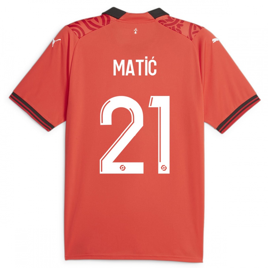 キッズフットボールネマニャ・マティッチ#21赤ホームシャツ2023/24ジャージーユニフォーム