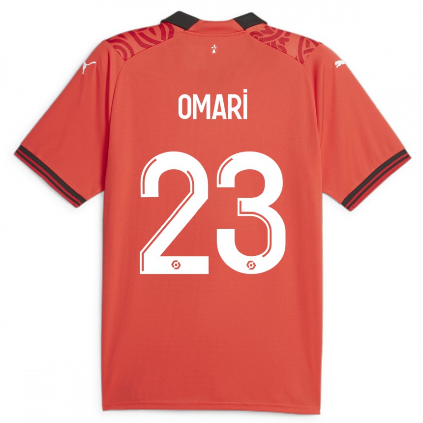 キッズフットボールヴァルムド・オマリ#23赤ホームシャツ2023/24ジャージーユニフォーム