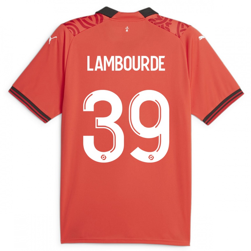 キッズフットボールマティス・ランボルド#39赤ホームシャツ2023/24ジャージーユニフォーム