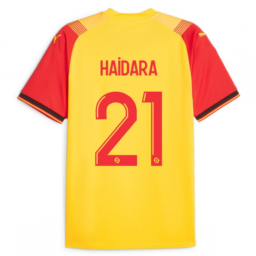 キッズフットボールマサディオ・アイダラ#21イエローホームシャツ2023/24ジャージーユニフォーム