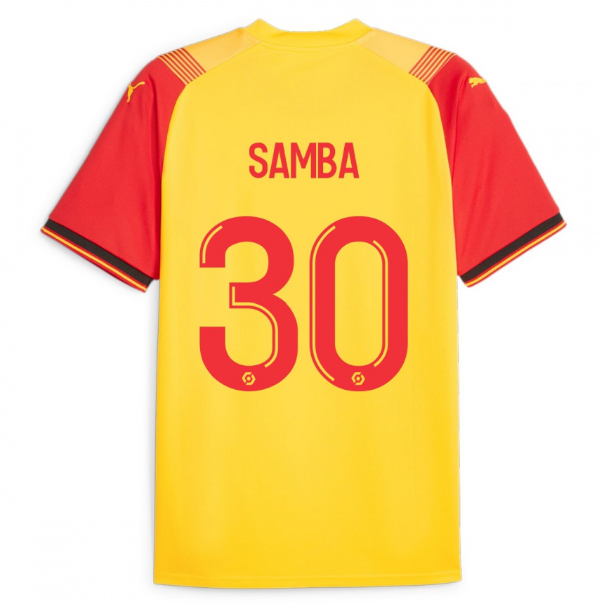 キッズフットボールブライス・サンバ#30イエローホームシャツ2023/24ジャージーユニフォーム