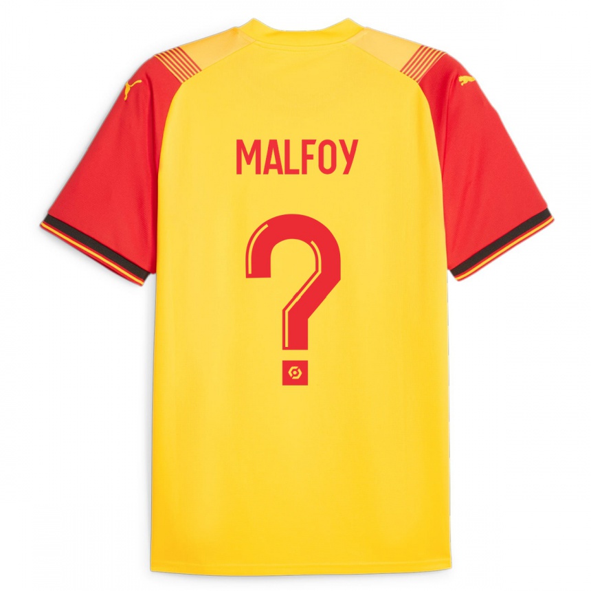 キッズフットボールルーカス・マルフォイ#0イエローホームシャツ2023/24ジャージーユニフォーム