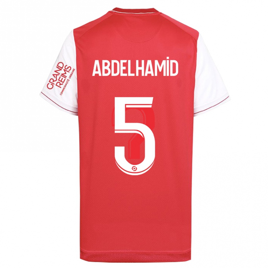 キッズフットボールユニス・アブデルハミド#5赤ホームシャツ2023/24ジャージーユニフォーム