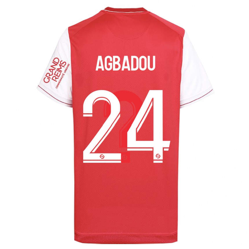 キッズフットボールエマニュエル・アグバドゥ#24赤ホームシャツ2023/24ジャージーユニフォーム