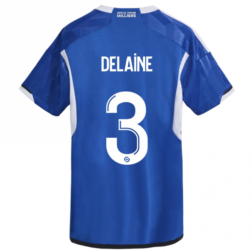 キッズフットボールトーマス・ディレイン#3青ホームシャツ2023/24ジャージーユニフォーム