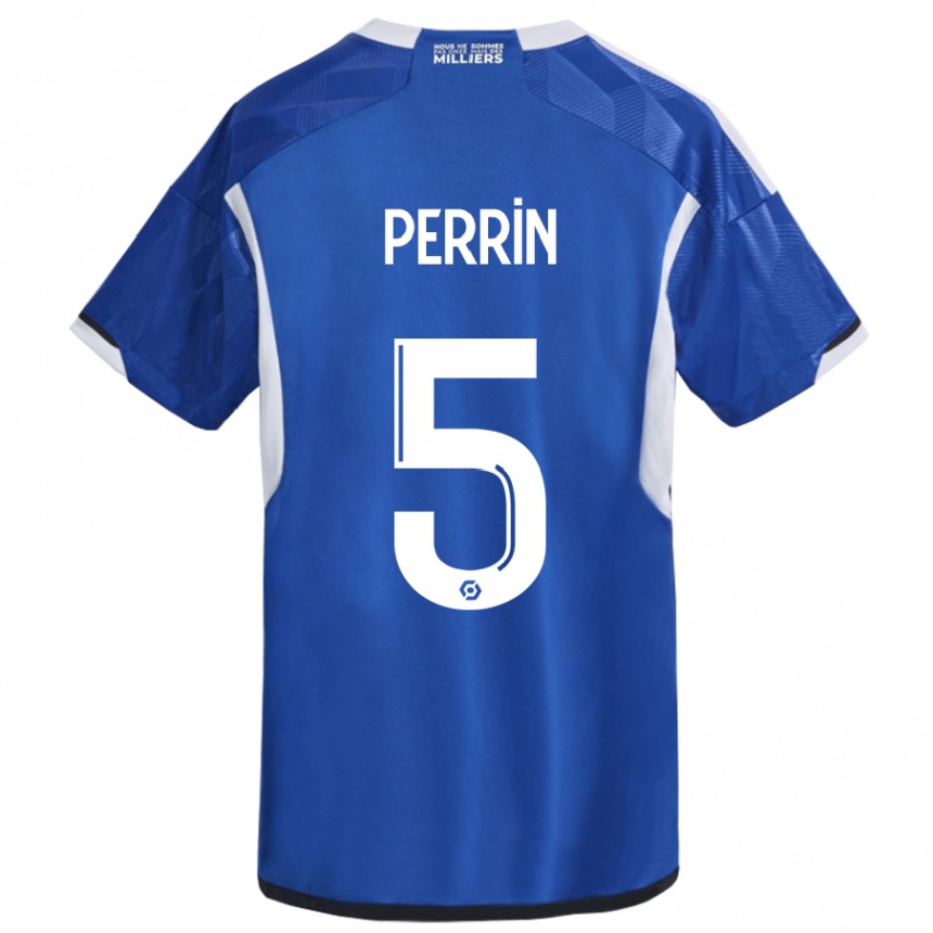キッズフットボールリュカ・ペラン#5青ホームシャツ2023/24ジャージーユニフォーム