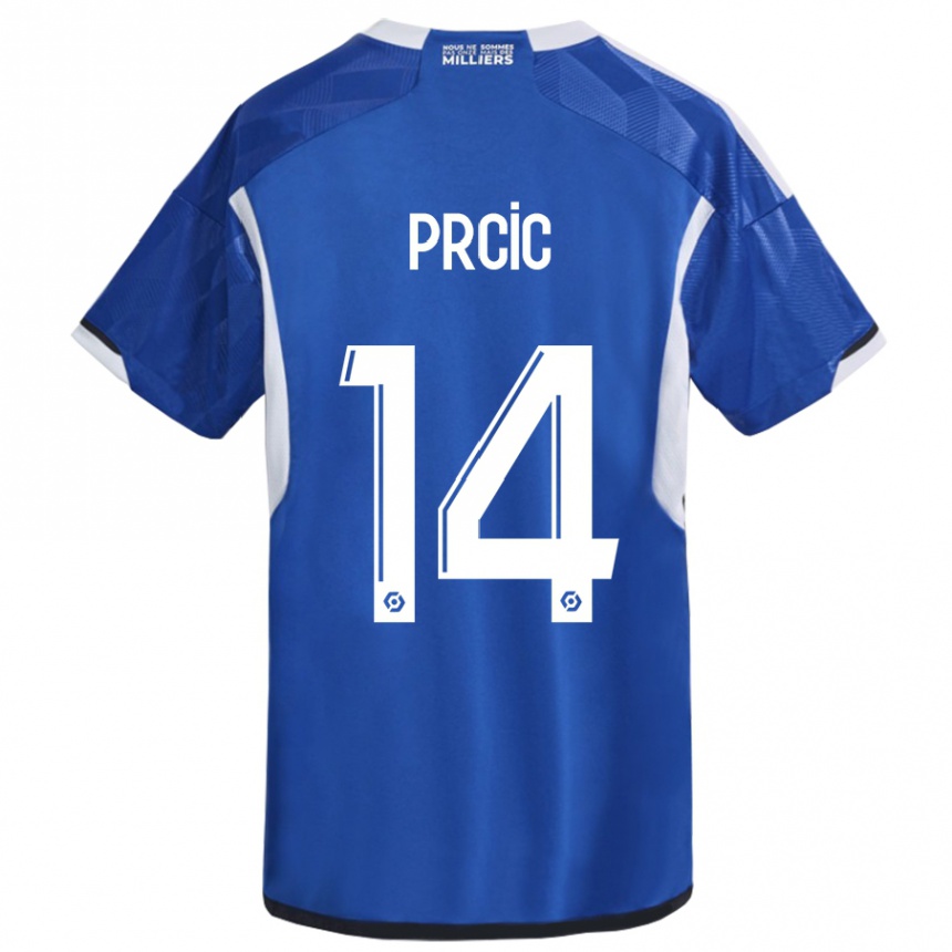キッズフットボールサニン・プルチッチ#14青ホームシャツ2023/24ジャージーユニフォーム