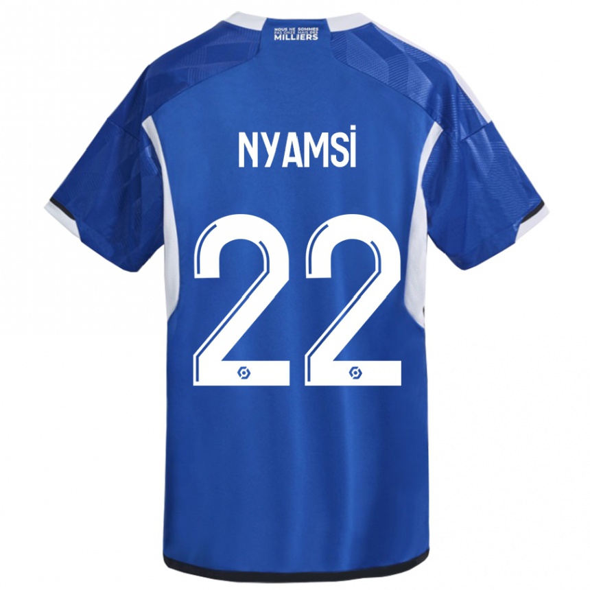 キッズフットボールジェルジーノ・ニャムシ#22青ホームシャツ2023/24ジャージーユニフォーム