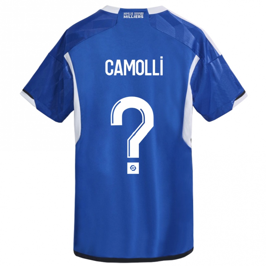 キッズフットボールベンジャミン・カモリ#0青ホームシャツ2023/24ジャージーユニフォーム
