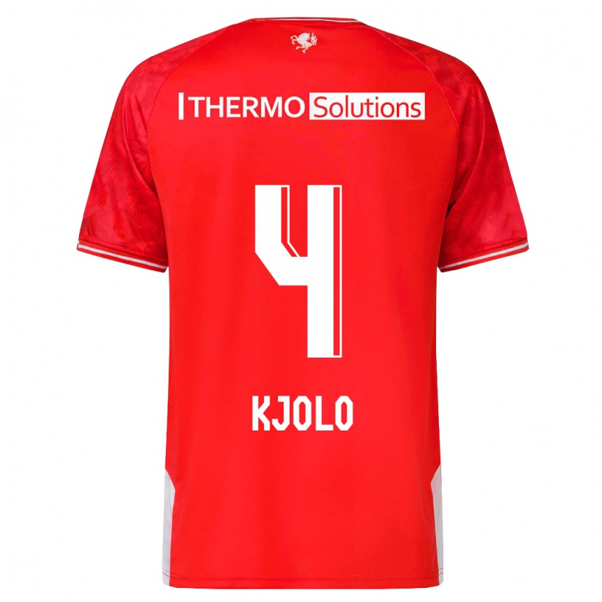 キッズフットボールマティアス・キェレ#4赤ホームシャツ2023/24ジャージーユニフォーム