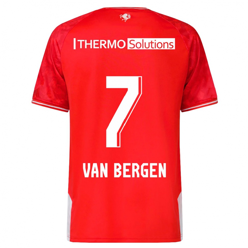 キッズフットボールミッチェル・ファン・ベルヘン#7赤ホームシャツ2023/24ジャージーユニフォーム