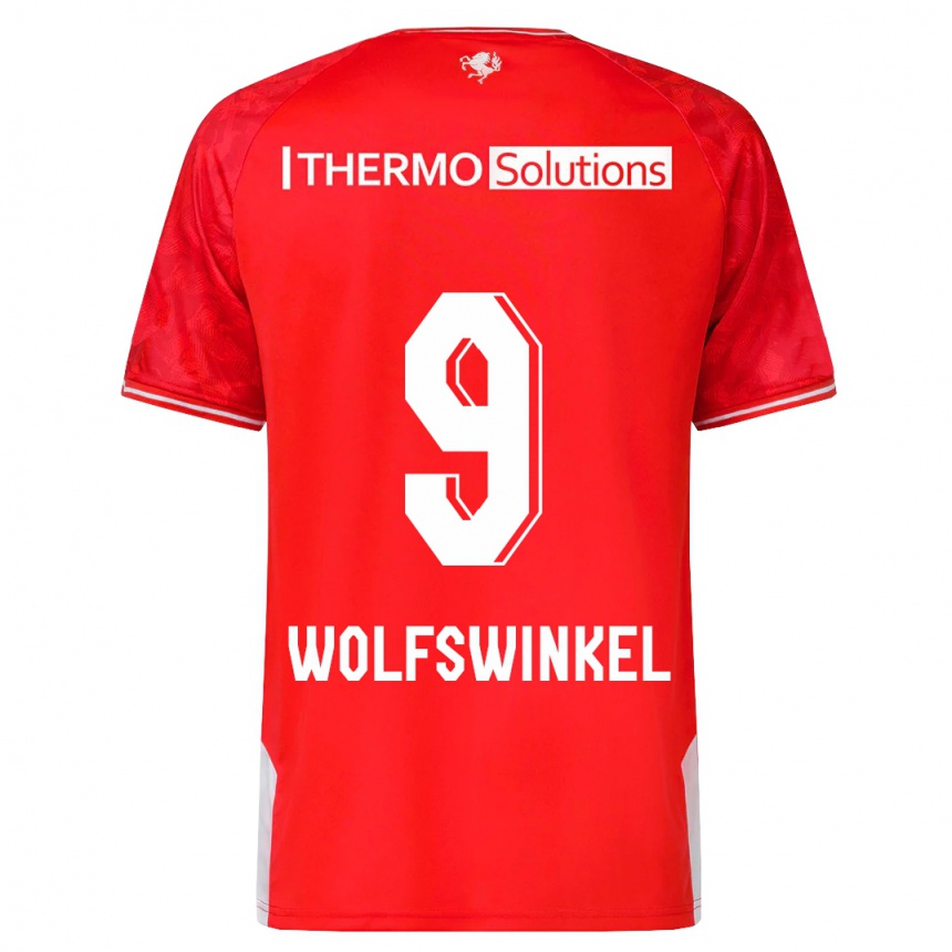 キッズフットボールリッキー・ファン・ウォルフスウィンケル#9赤ホームシャツ2023/24ジャージーユニフォーム