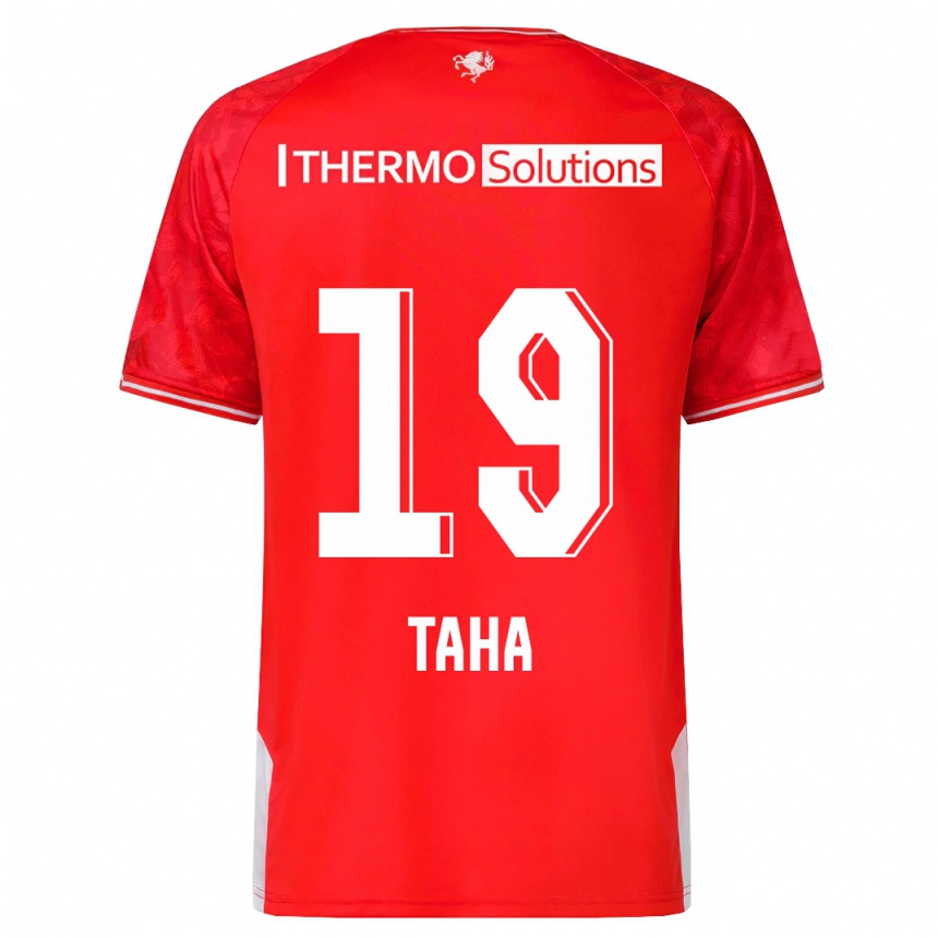 キッズフットボールユネス・タハ#19赤ホームシャツ2023/24ジャージーユニフォーム