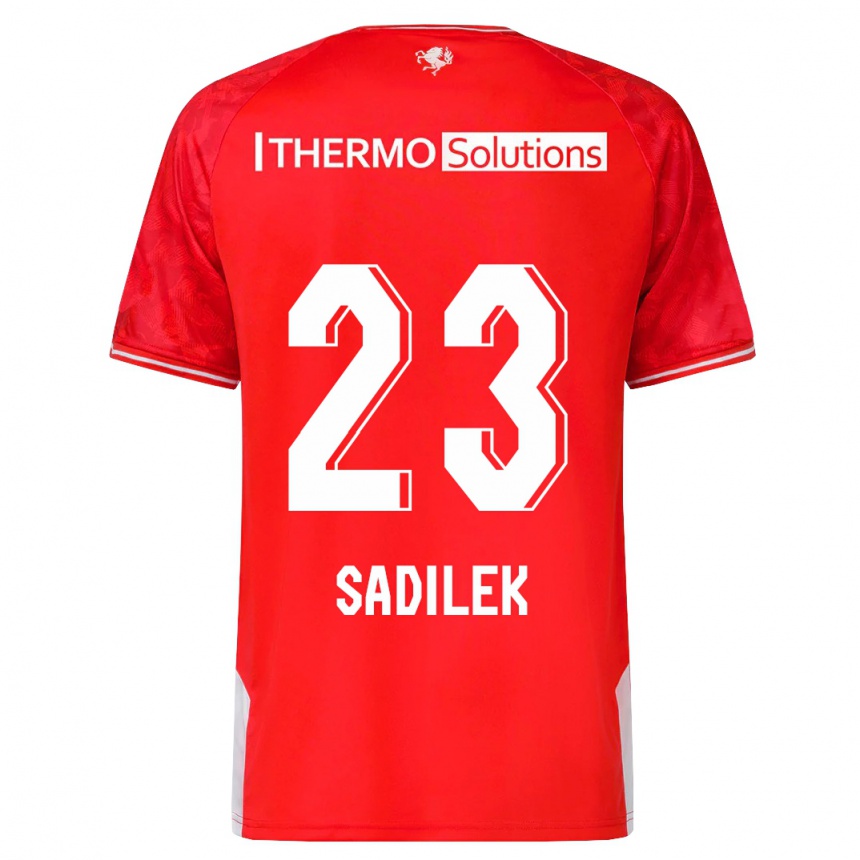 キッズフットボールミハル・サディレク#23赤ホームシャツ2023/24ジャージーユニフォーム