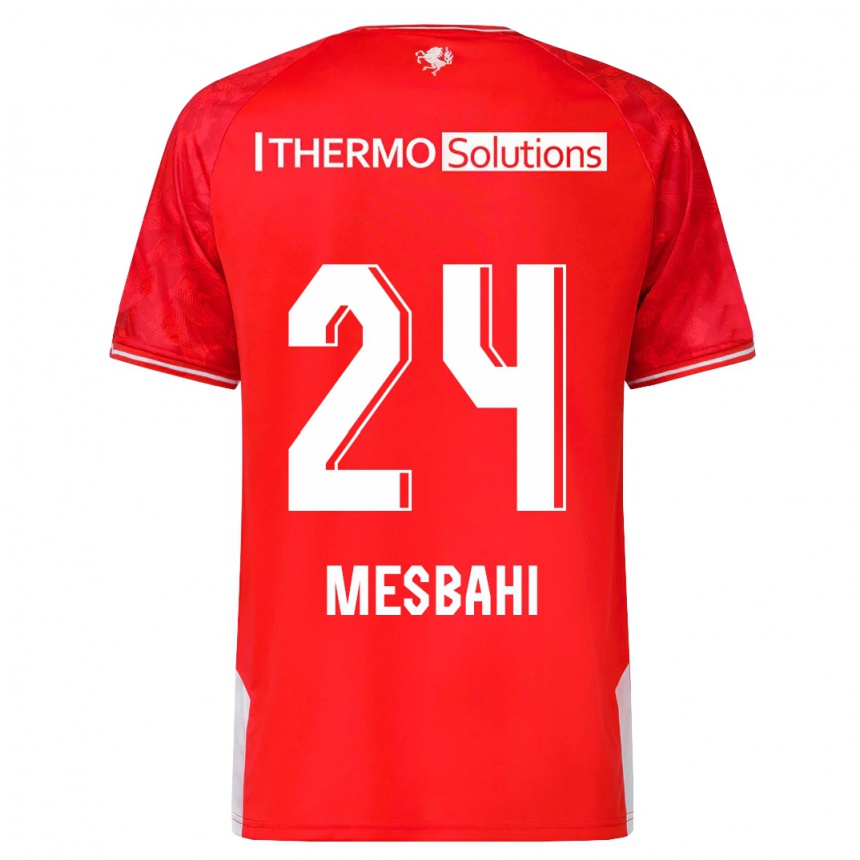 キッズフットボールジュリアン・メスバヒ#24赤ホームシャツ2023/24ジャージーユニフォーム