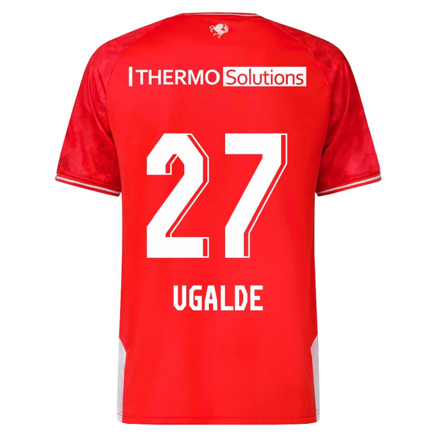 キッズフットボールマンフレド・ウガルデ#27赤ホームシャツ2023/24ジャージーユニフォーム