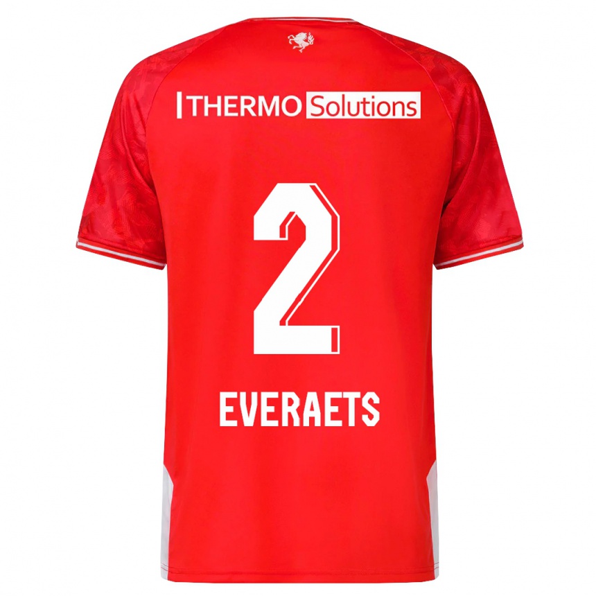 キッズフットボールキム・エヴェラエツ#2赤ホームシャツ2023/24ジャージーユニフォーム