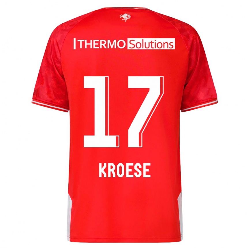 キッズフットボールフィーケ・クローゼ#17赤ホームシャツ2023/24ジャージーユニフォーム