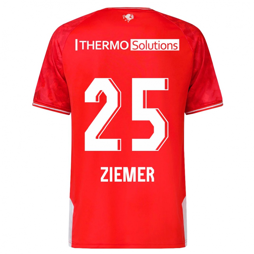 キッズフットボールテイラー・ツィーマー#25赤ホームシャツ2023/24ジャージーユニフォーム