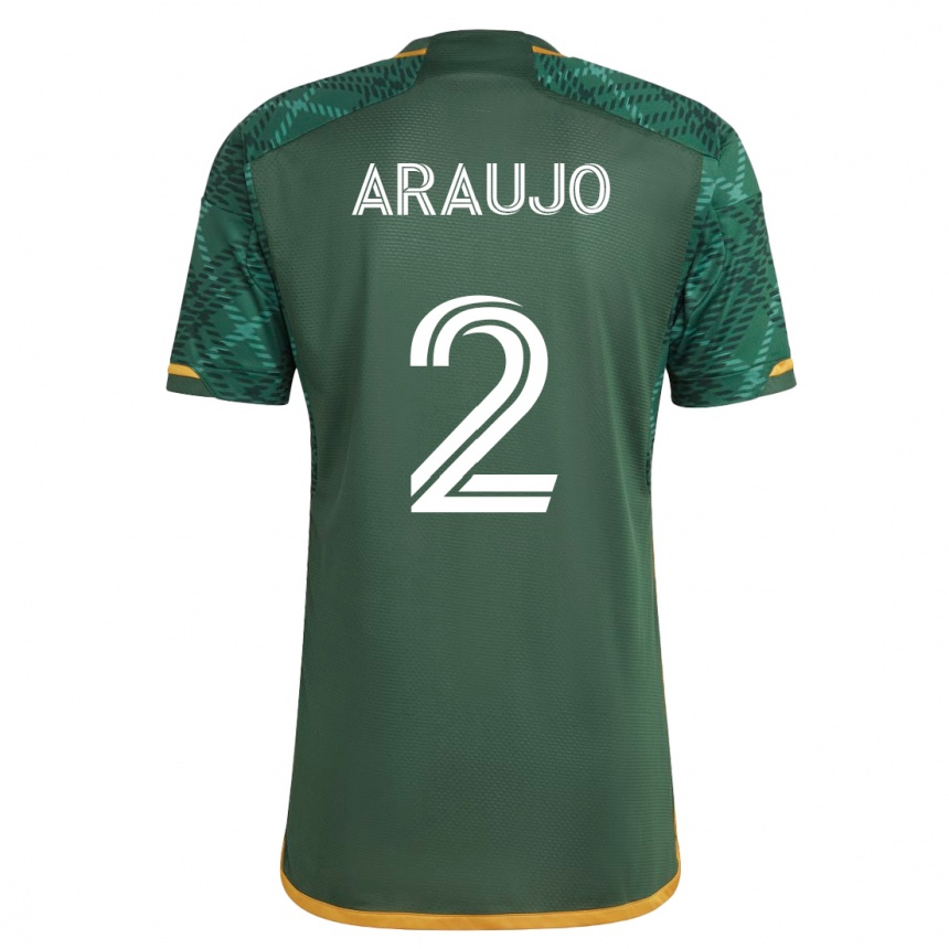 キッズフットボールミゲル・アラウホ#2緑ホームシャツ2023/24ジャージーユニフォーム