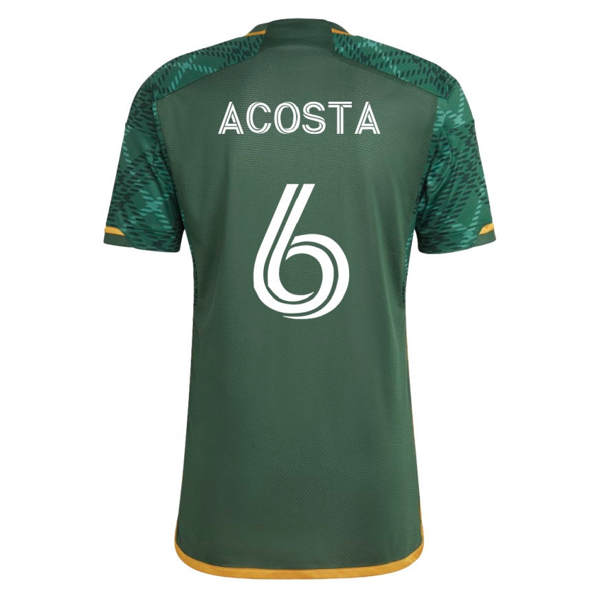 キッズフットボールブライアン・アコスタ#6緑ホームシャツ2023/24ジャージーユニフォーム