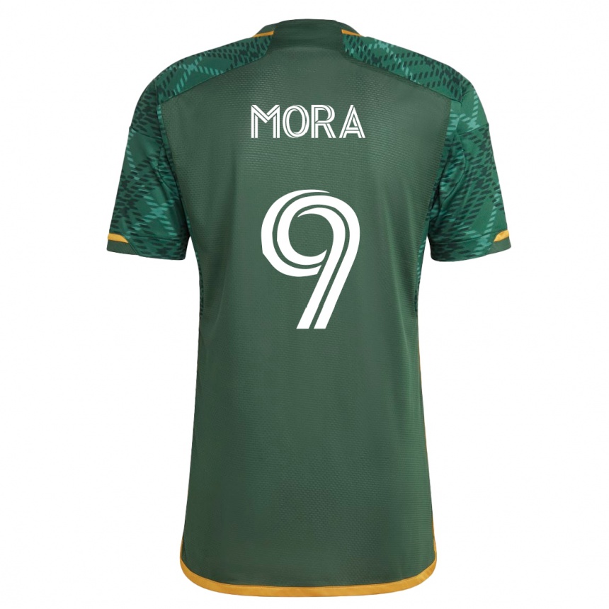キッズフットボールフェリペ・モラ#9緑ホームシャツ2023/24ジャージーユニフォーム