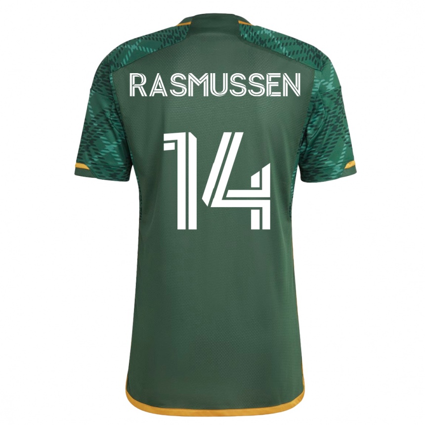 キッズフットボールジャスティン・ラスムッセン#14緑ホームシャツ2023/24ジャージーユニフォーム